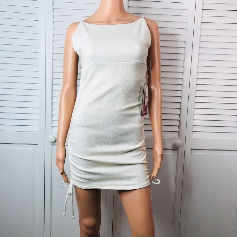 New EMERALD SUNDAE Ivory Gold Sparkle Little White Dress Size Medium